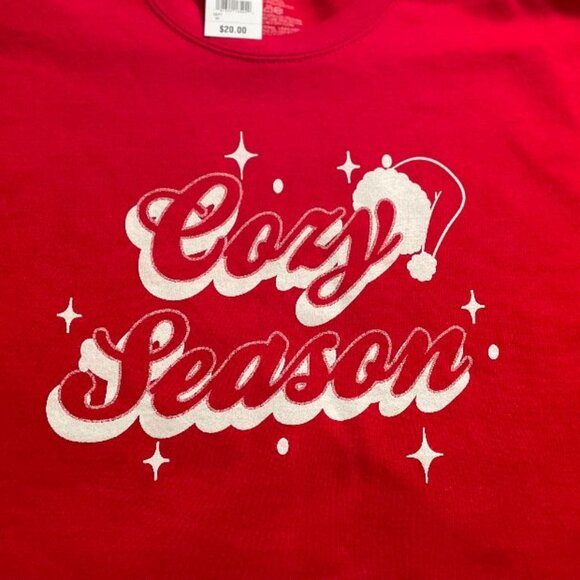 CHRISTMAS CROPPED SOFT SWEATSHIRT RED LOOSE FITTING 60% OFF! NWT LARGE - Picture 10 of 10